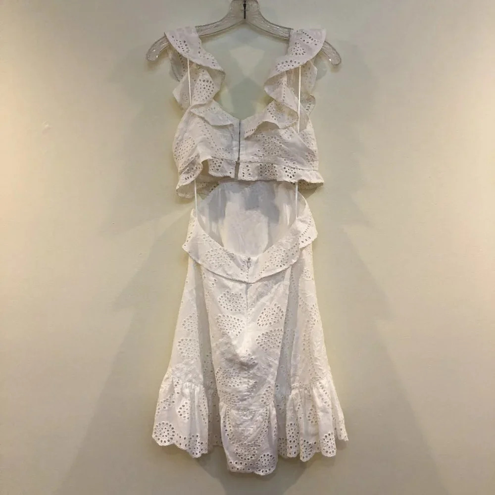 ASTR The Label Bohemian Classic Cutout Ruffle Eyelet Mini Dress Women's Small - Picture 8 of 9
